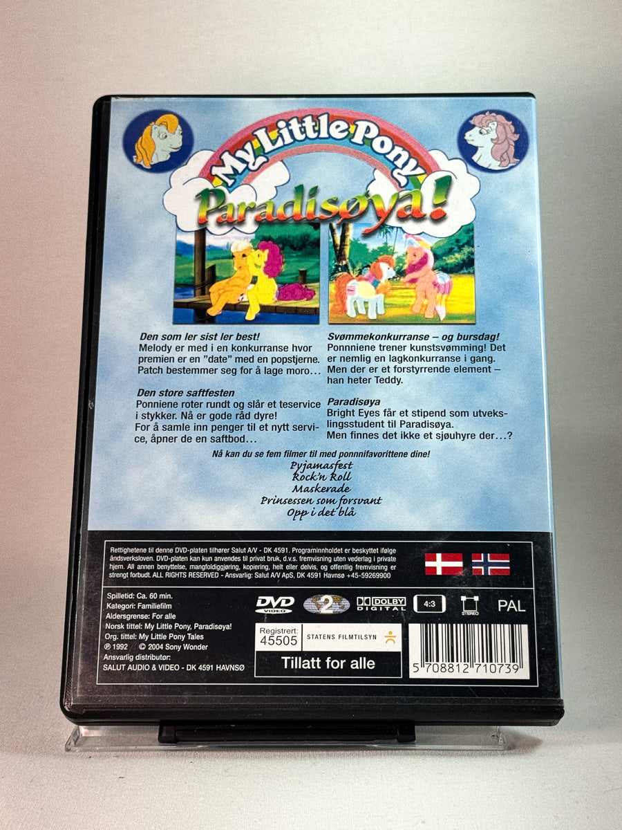 Bakside av DVD-coveret til My Little Pony – Paradisøya!, bruktfilm hos nettbutikken Brukbar Film