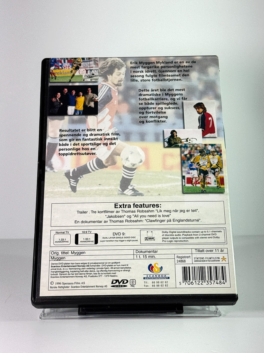 Bakside av cover til Myggen, bruktfilm på DVD hos Brukbar Film
