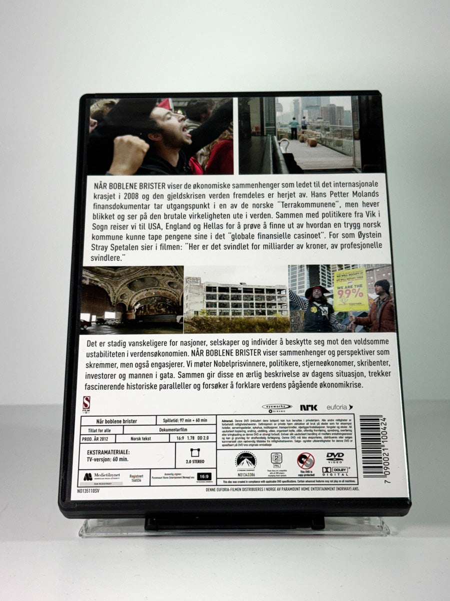 Bakside av cover til Når boblene brister, brukt original DVD hos Brukbar Film