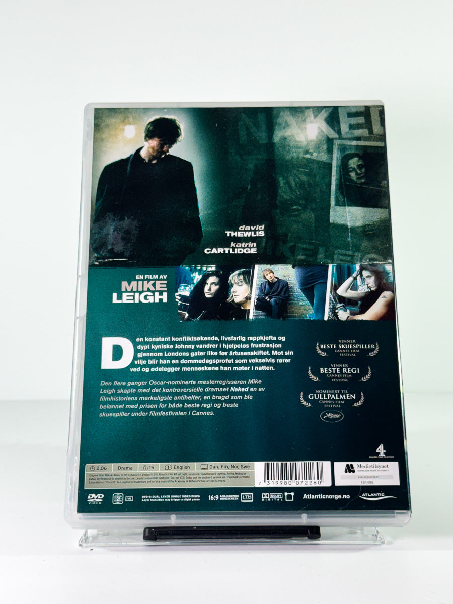 Bakside av cover til naked, brukt DVD hos Brukbar Film