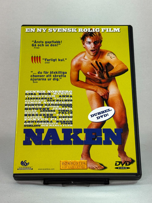 Brukt DVD-film Naken – forside av cover, original svensk komedie på DVD fra Brukbar Film
