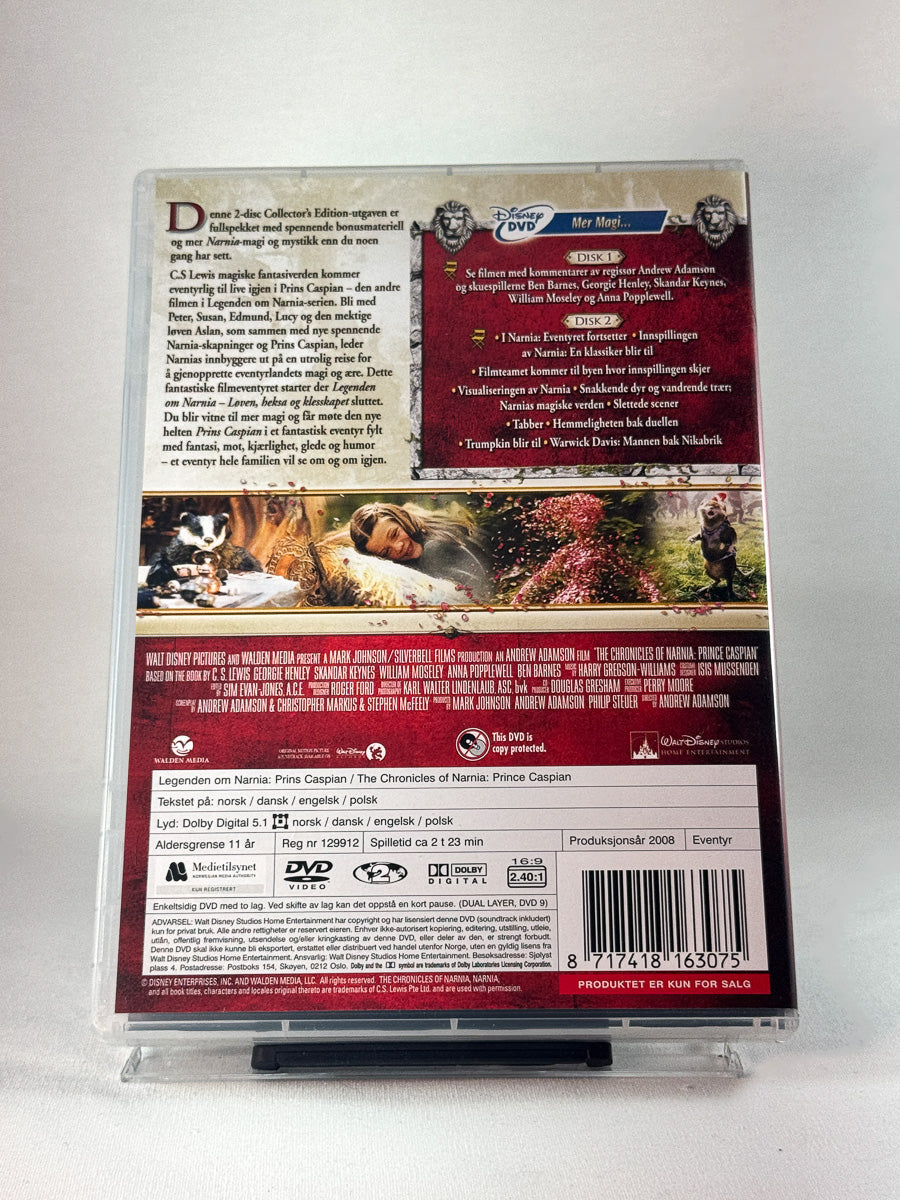 Bakside av cover til Narnia – Prins Caspian, bruktfilm på DVD hos Brukbar Film