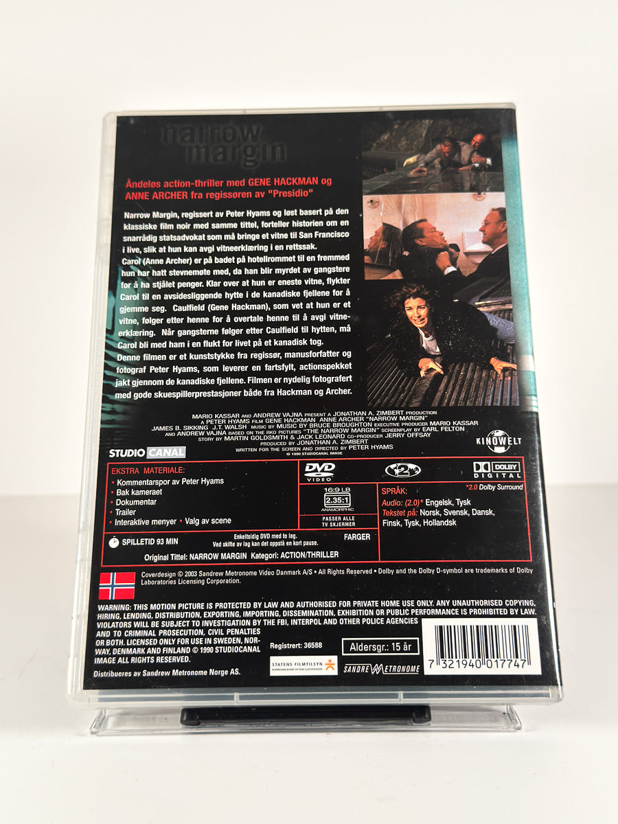 Bakside av cover til Narrow Margin på DVD