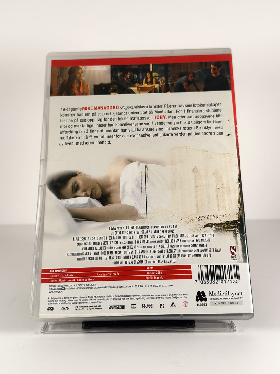 Bakside av cover til Narrows på DVD