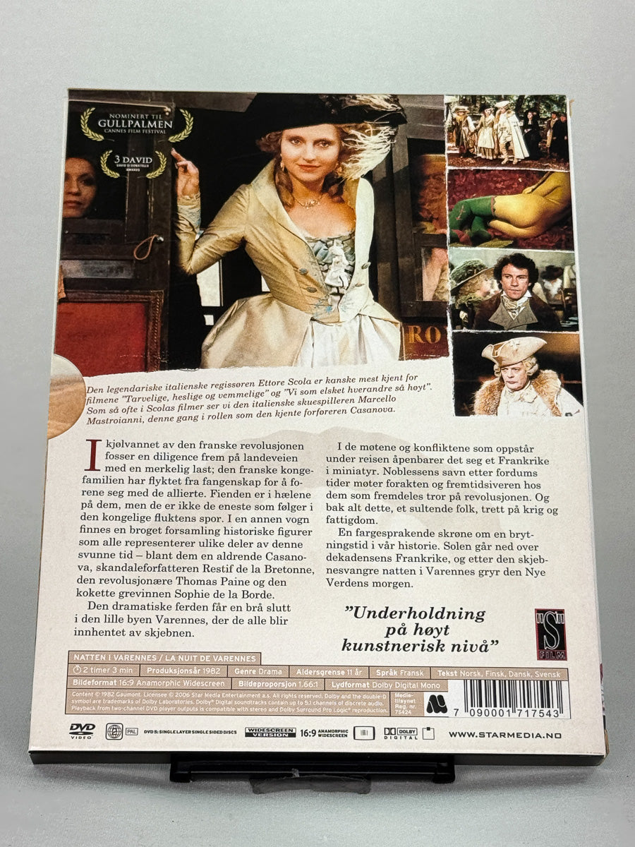 Baksidebilde av Natten i Varennes DVD – brukte kvalitetsfilmer på DVD hos Brukbar Film