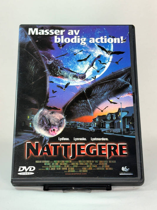 Brukt DVD-film Nattjegere – forside av filmcover, kjøp originale brukte skrekkfilmer og action-DVD-er hos Brukbar Film