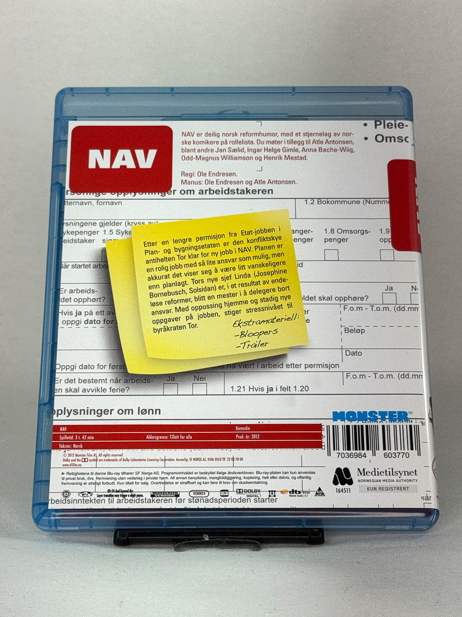 Bakside av filmcover til NAV – brukt norsk Blu-ray-film, kjøp hos Brukbar Film