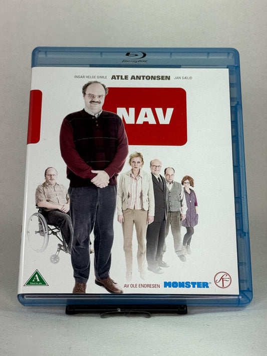 Forside av Blu-ray-cover til NAV – norsk komedie på brukt Blu-ray, tilgjengelig hos Brukbar Film