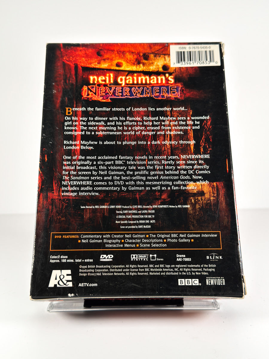 Bakside av cover til Neil Gaiman’s Neverwhere på DVD