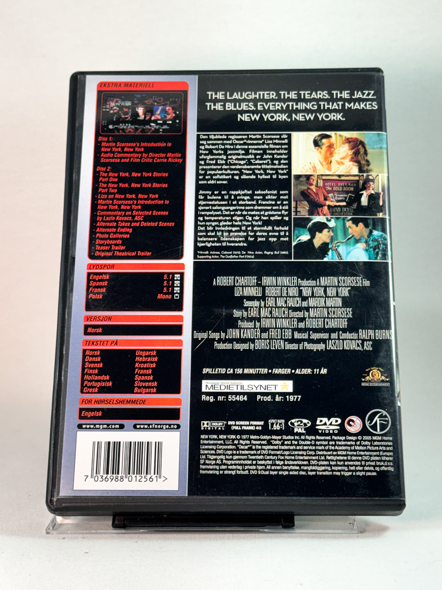 Bakside av cover til New York, New York, bruktfilm på DVD hos Brukbar Film