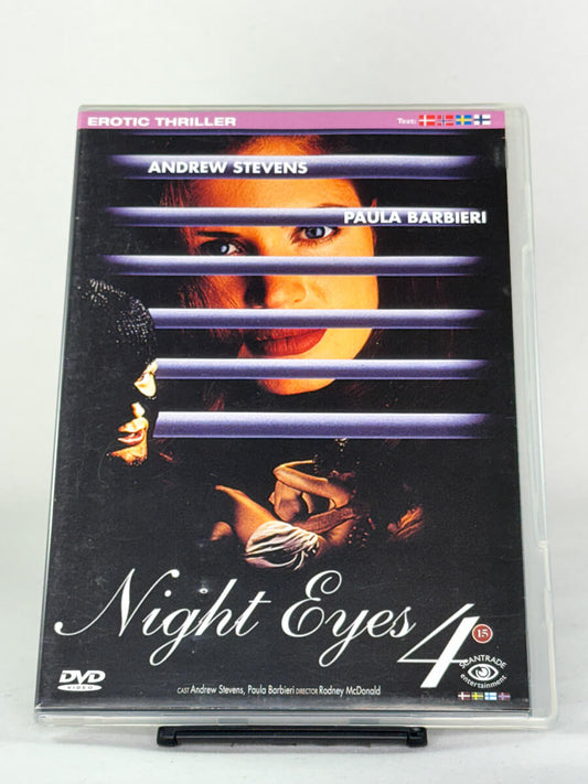 Forside av brukt DVD Night Eyes 4 – erotisk thriller med Andrew Stevens, original filmutgivelse hos Brukbar Film