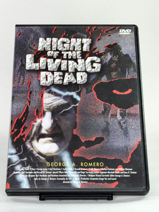 Forside av DVD-cover til Night of the Living Dead – brukt DVD med George A. Romeros legendariske zombiefilm, kjøp hos Brukbar Film