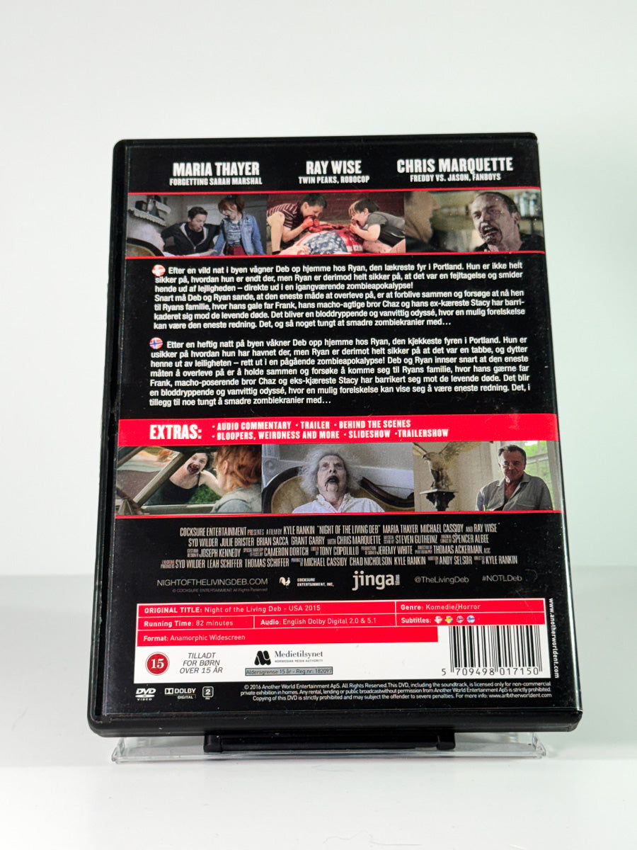 Bakside av cover til Night of the Living Deb, brukt original DVD hos Brukbar Film
