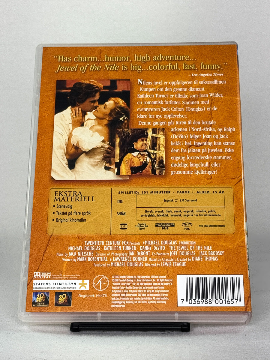 Bakside av DVD-cover for Nilens juvel – brukt DVD-film; handling, språk og undertekst-informasjon.