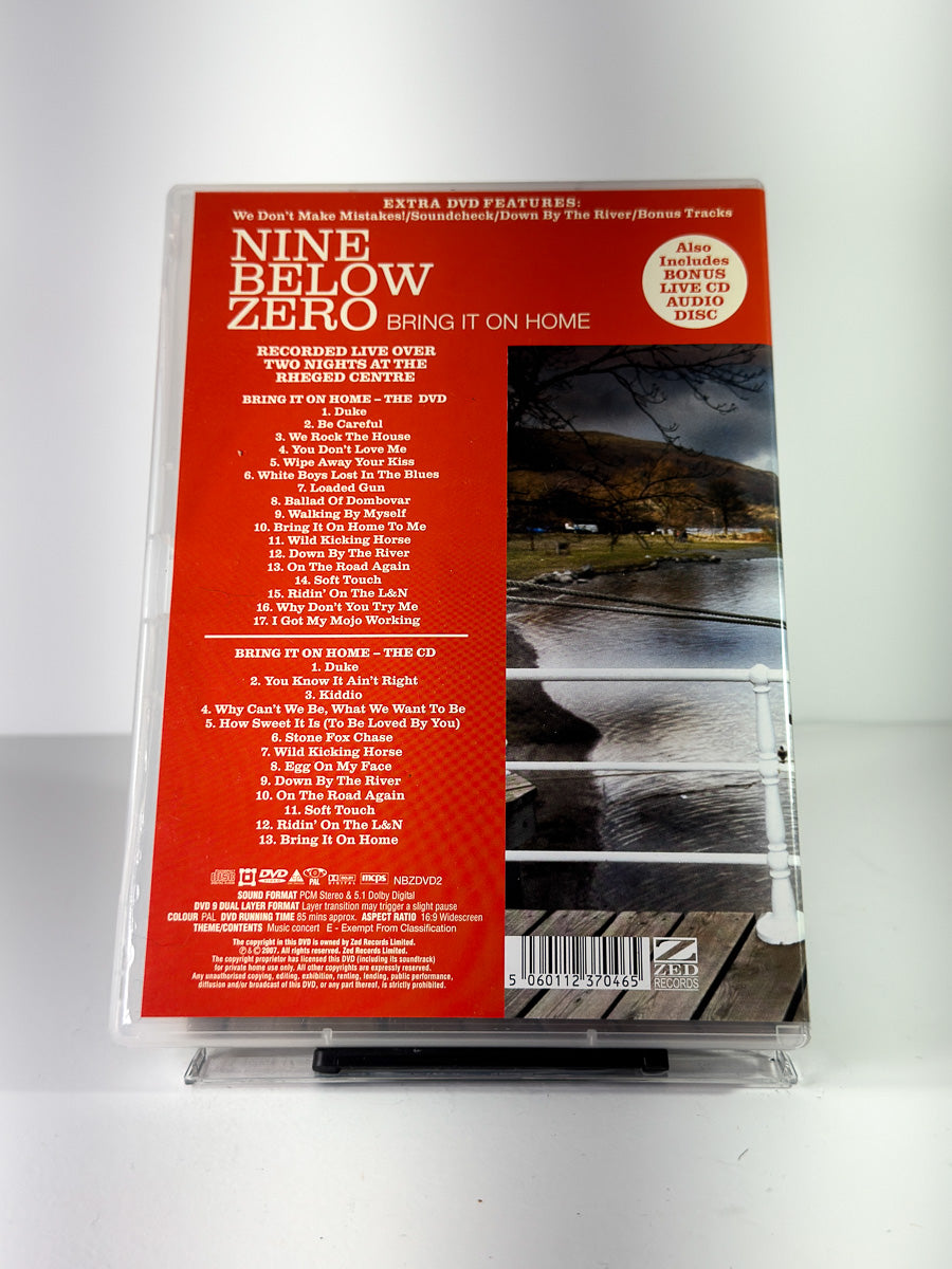 Bakside av cover til Nine Below Zero: Bring It on Home på DVD