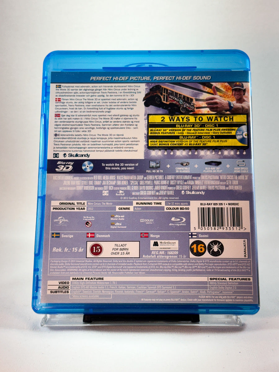 Bakside av Blu-ray-cover til Nitro Circus 3D, bruktfilm på Blu-ray hos Brukbar Film