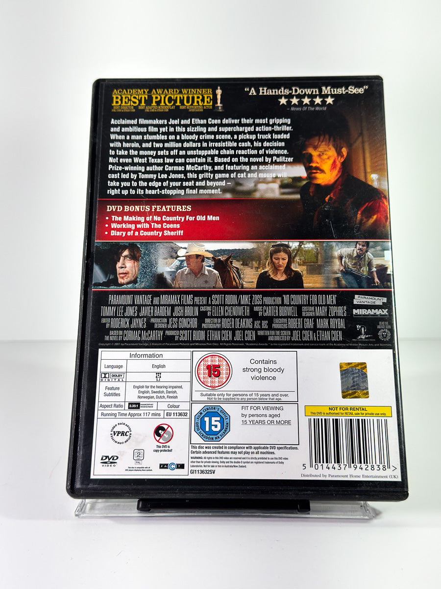 Bakside av cover til No Country for Old Men på DVD