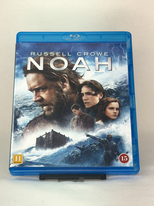 Forside av Blu-ray-cover til Noah med Russell Crowe, Emma Watson og Jennifer Connelly – storslått bibelepos regissert av Darren Aronofsky, brukt Blu-ray hos Brukbar Film.