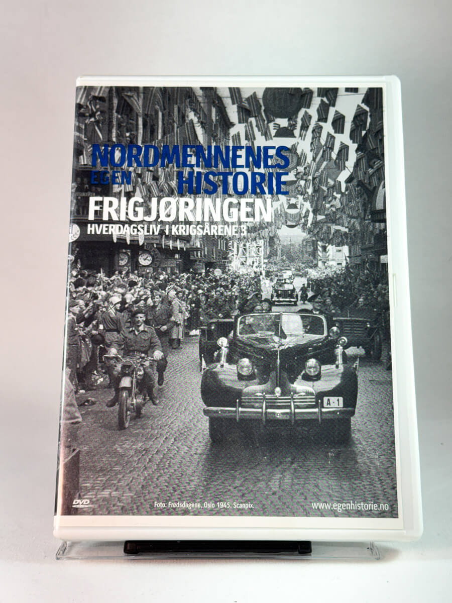 Forside av cover til Nordmennenes egen historie: Frigjøringen, bruktfilm hos nettbutikken Brukbar Film