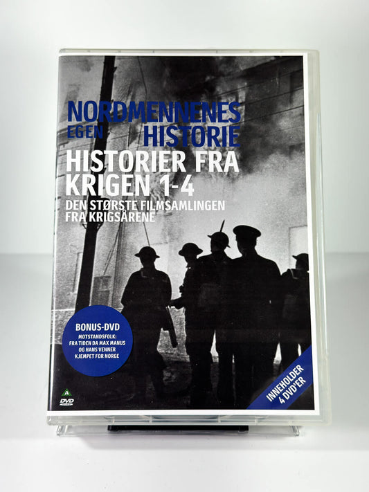 Forside av cover til Nordmennenes egen historie Historier fra krigen 1-4, brukt DVD hos Brukbar Film