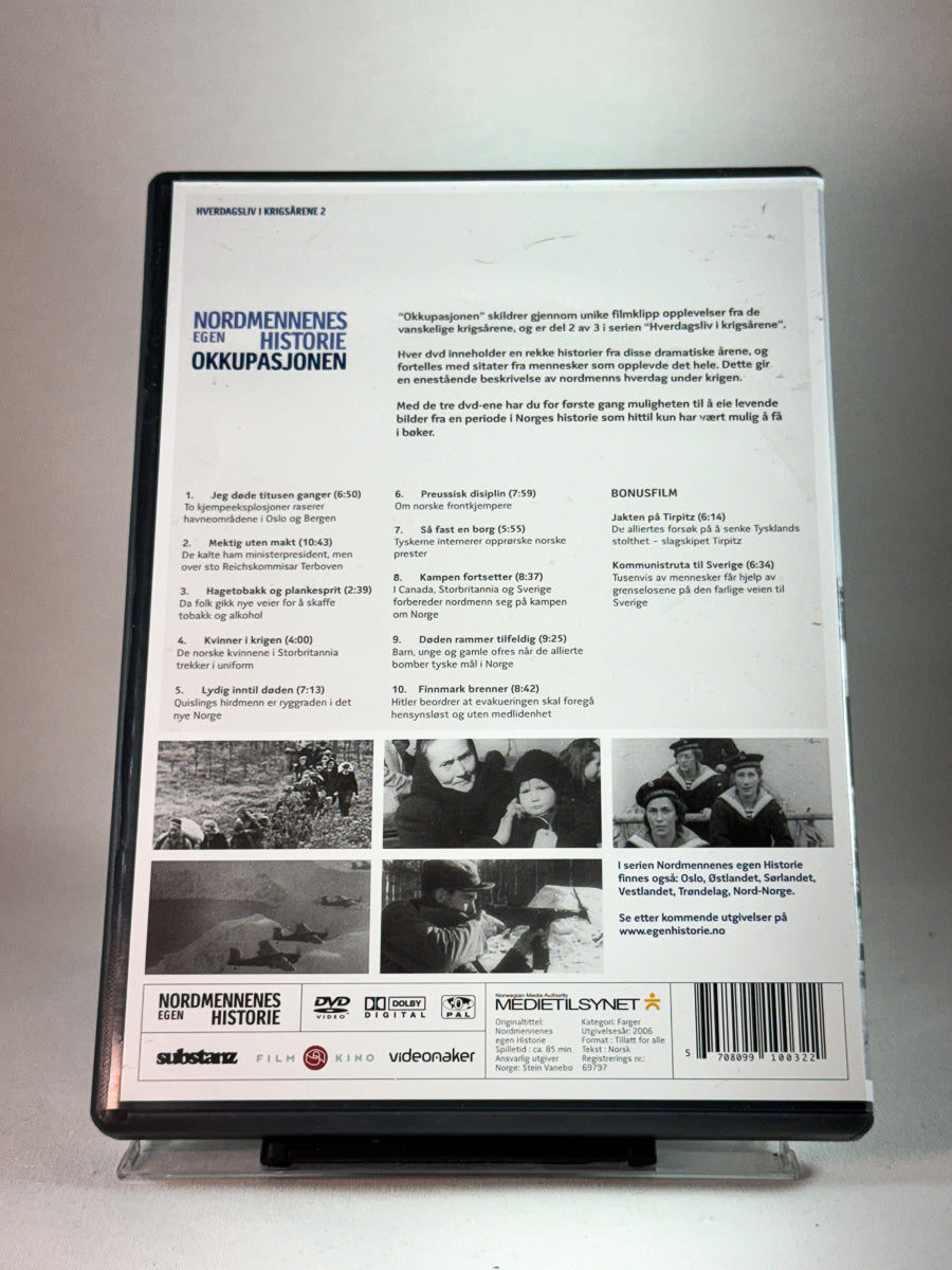 Bakside av cover til Nordmennenes egen historie: Okkupasjonen, brukt original DVD hos Brukbar Film