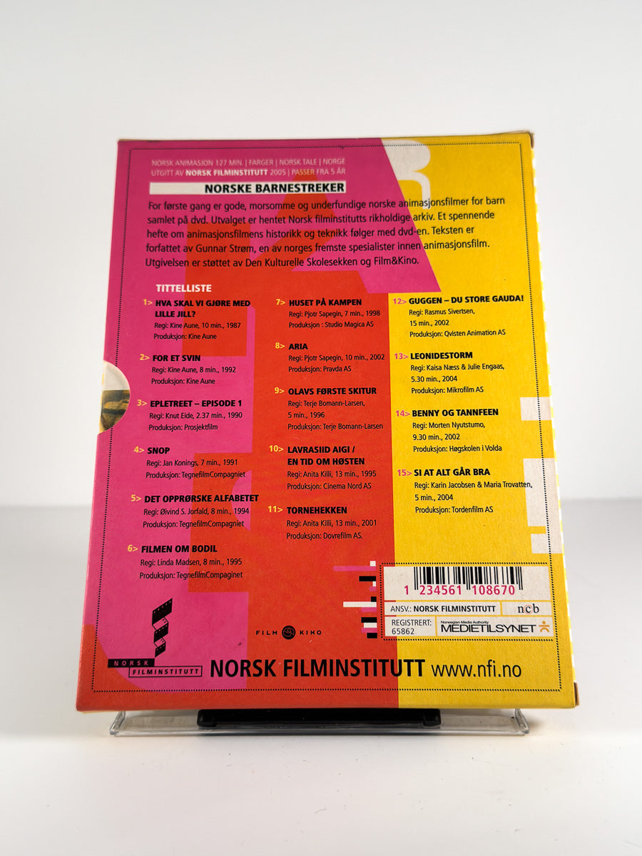 Bakside av cover til Norske barnestreker på DVD