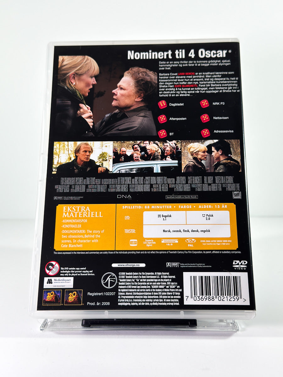 Bakside av cover til Notes on a Scandal på DVD