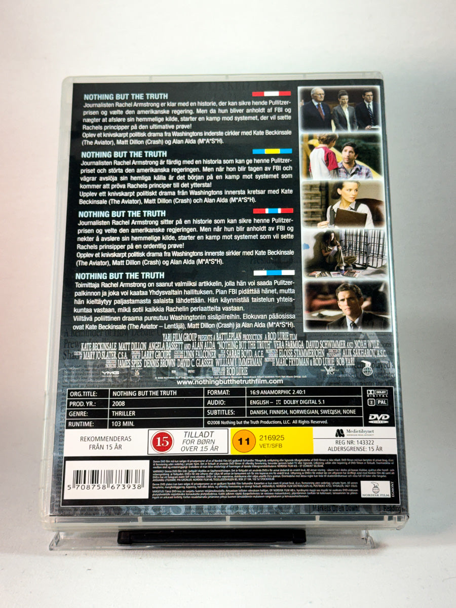 Bakside av cover til Nothing but the Truth, brukt DVD hos Brukbar Film