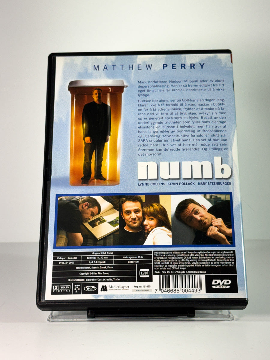 Bakside av cover til Numb, brukt original DVD hos Brukbar Film