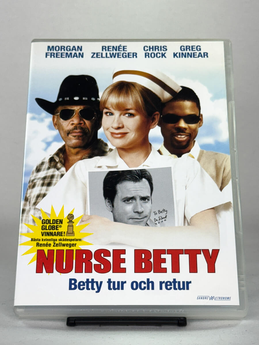 Forside av DVD-cover til filmen Nurse Betty, bruktfilm hos nettbutikken Brukbar Film