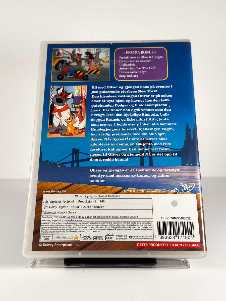 Bakside av cover til Oliver & Gjengen på DVD