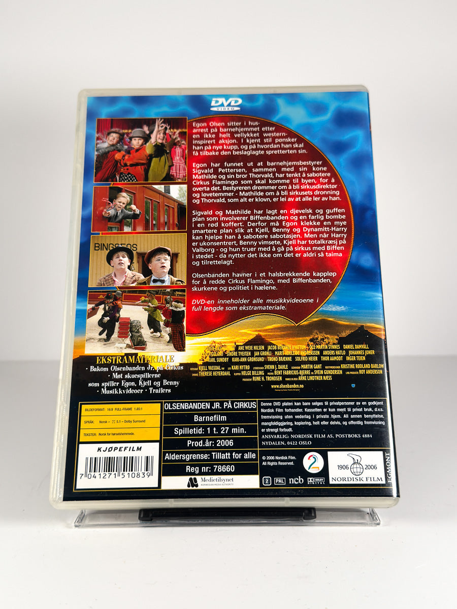 Bakside av cover til Olsenbanden jr. på cirkus på DVD