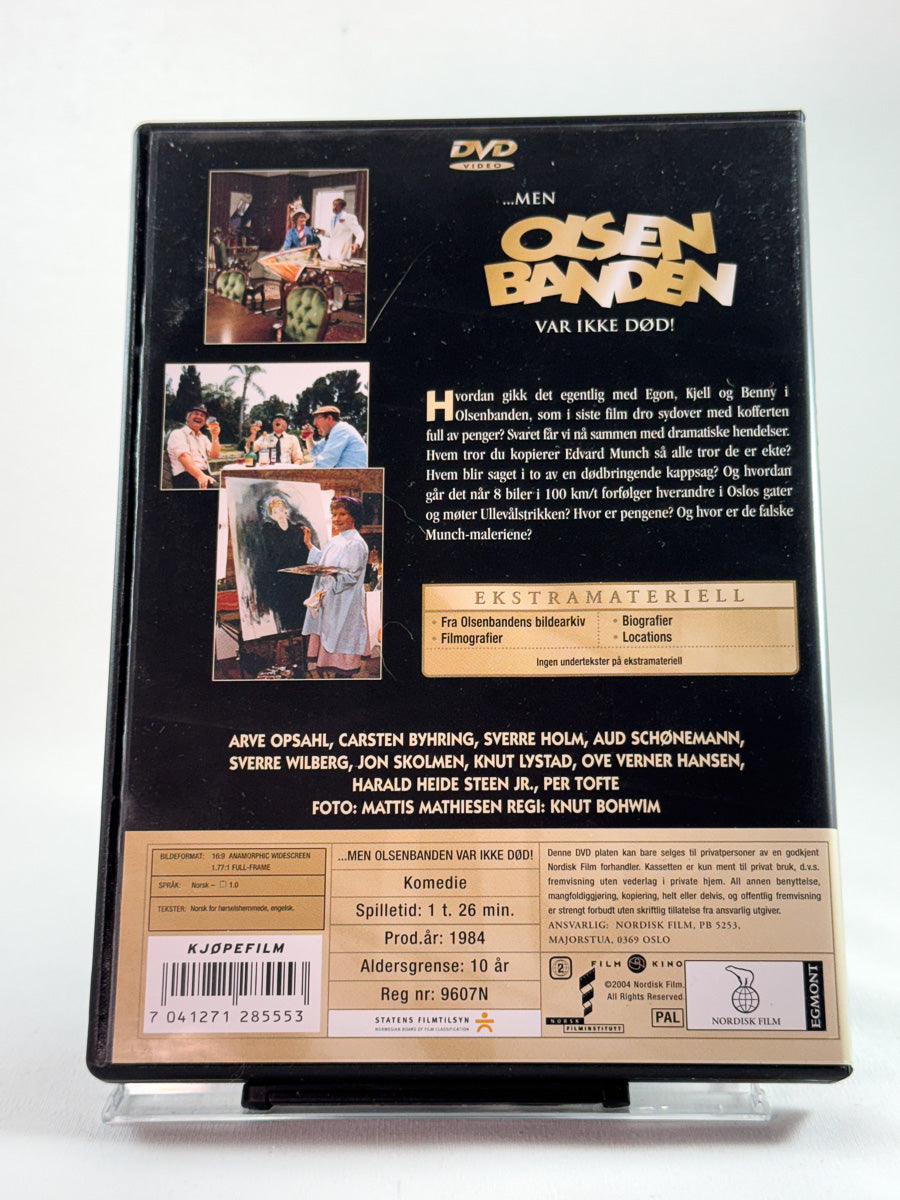 Bakside av DVD-cover til Olsenbanden – Men Olsenbanden var ikke død!, bruktfilm hos nettbutikken Brukbar Film