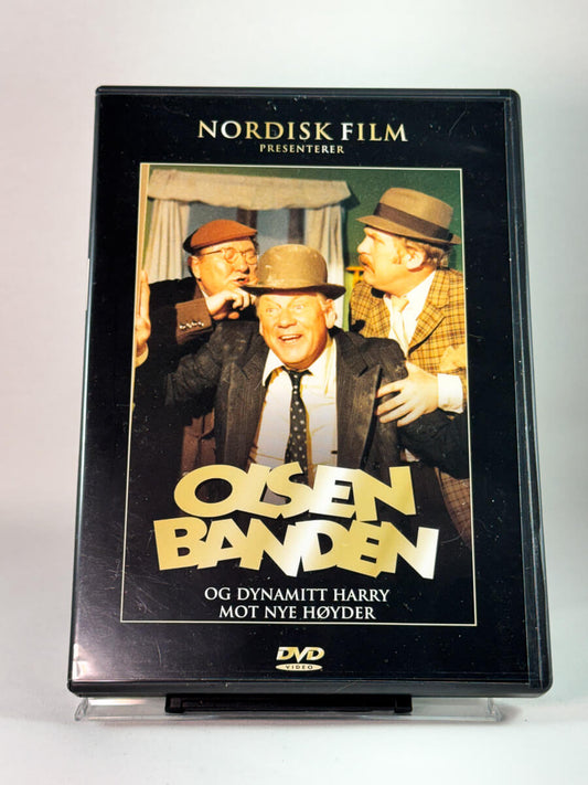 Olsenbanden og Dynamitt-Harry mot nye høyder – forside av DVD-cover med klassisk norsk filmkomedie hos Brukbar Film