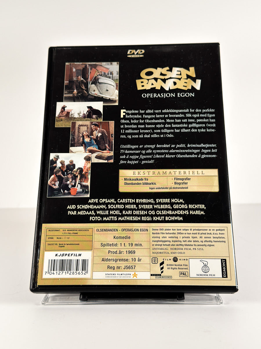 Bakside av cover til Olsenbanden – Operasjon Egon på DVD