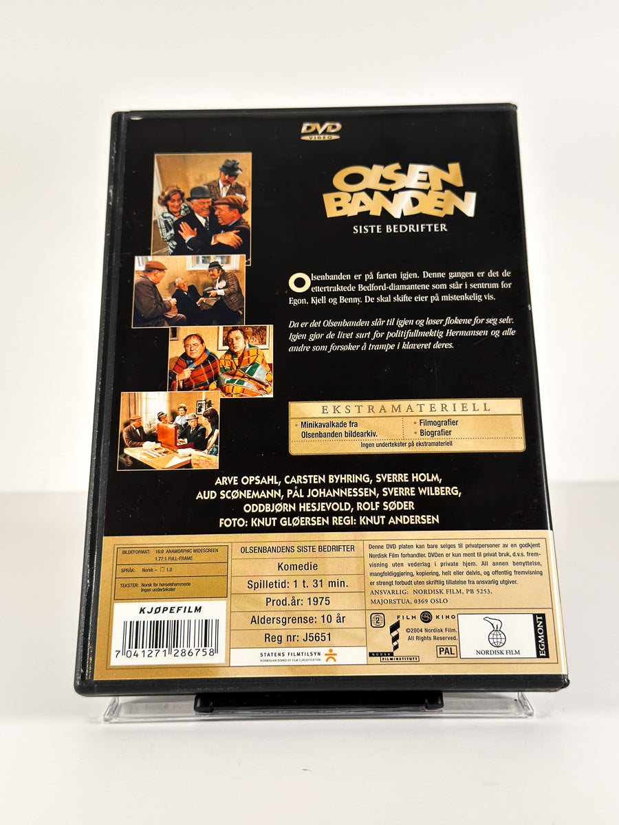 Bakside av cover til Olsenbanden – Siste bedrifter på DVD