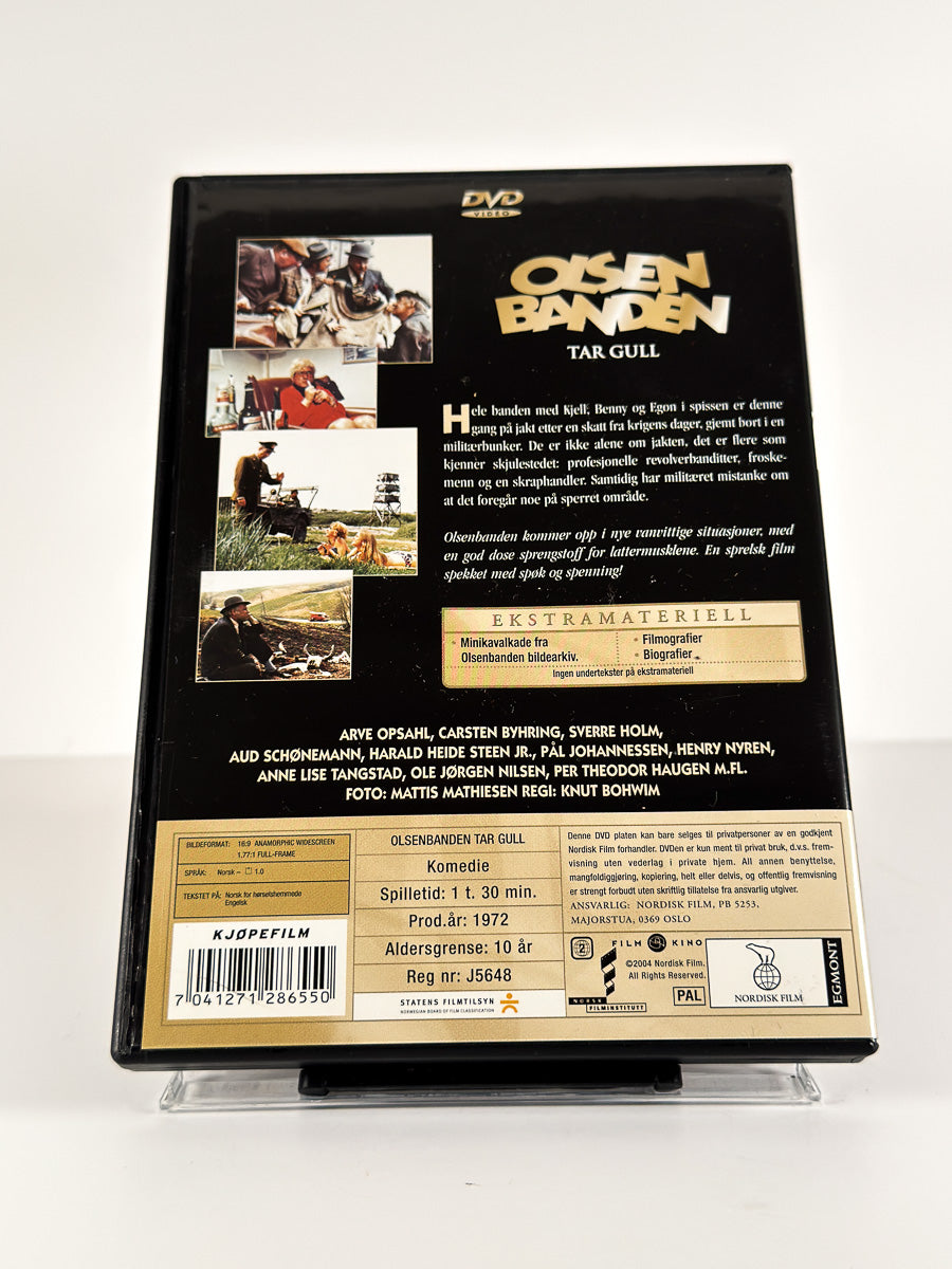 Bakside av cover til Olsenbanden tar gull på DVD