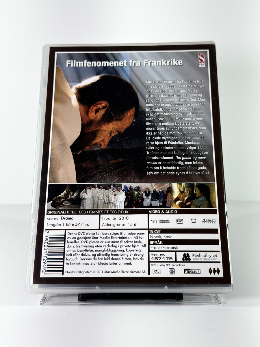 Bakside av cover til Om guder og mennesker på DVD