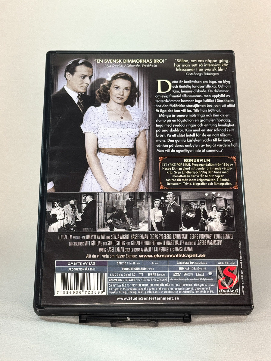 Bakside av DVD-cover til Ombyte av Tåg, bruktfilm hos nettbutikken Brukbar Film