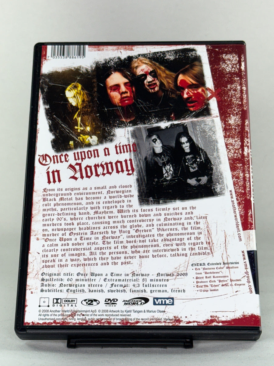 Bakside av DVD-cover til Once Upon a Time in Norway – brukt dokumentar-DVD med informasjon, kjøp hos Brukbar Film