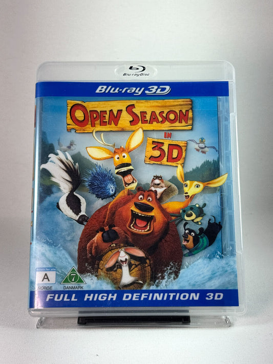 Forside av DVD-cover til Open Season (Blu-ray 3D), bruktfilm hos nettbutikken Brukbar Film