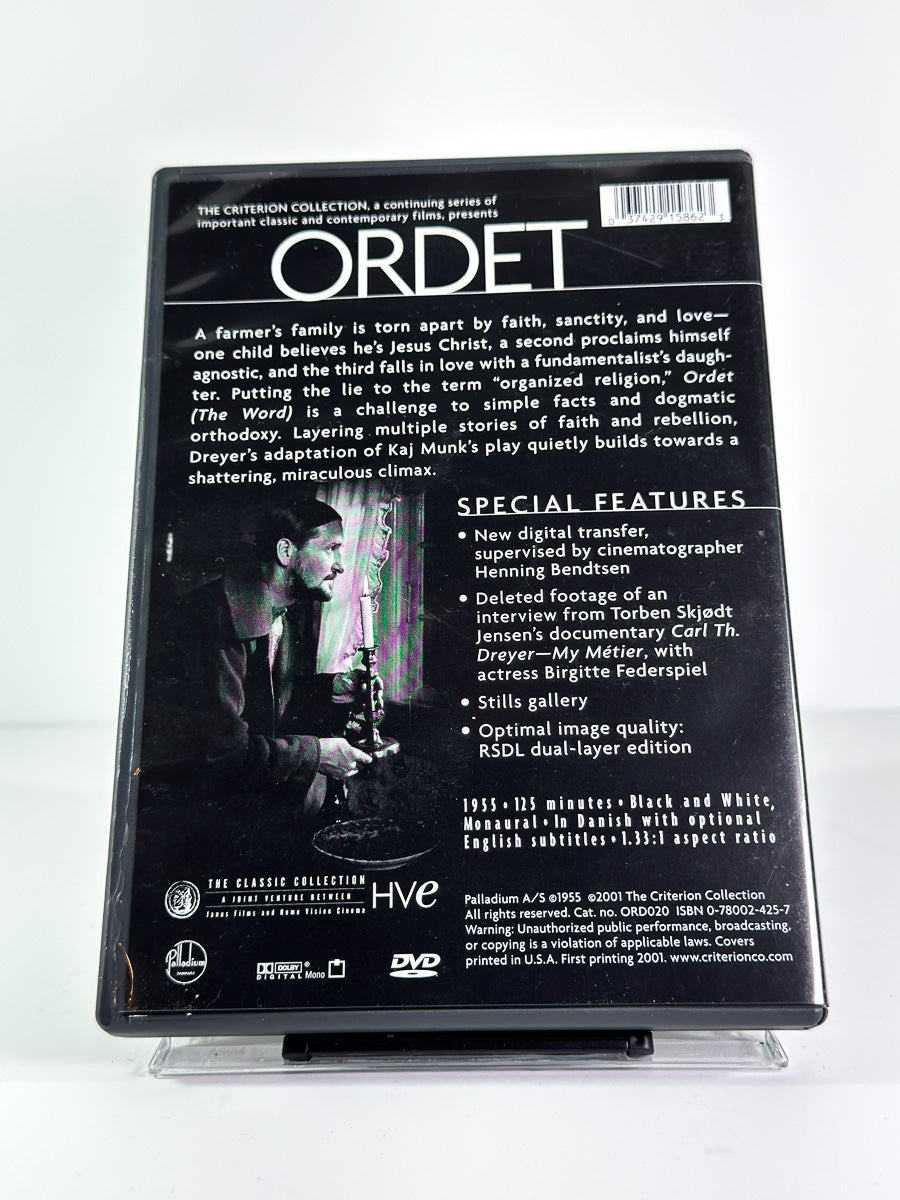 Bakside av cover til Ordet, brukt original DVD hos Brukbar Film