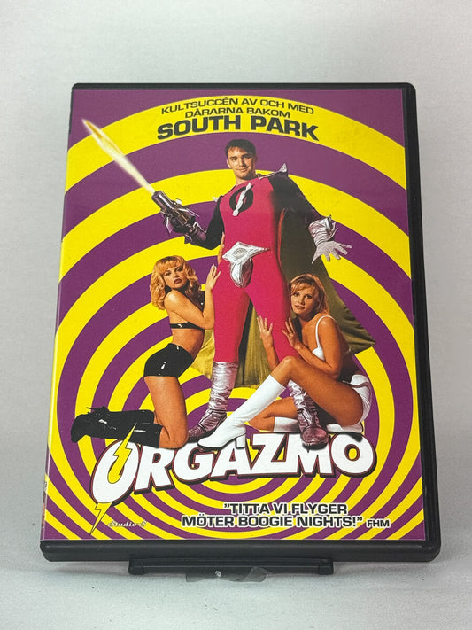 Brukt kultfilm på DVD Orgazmo – forside av cover, komedie fra skaperne av South Park hos Brukbar Film