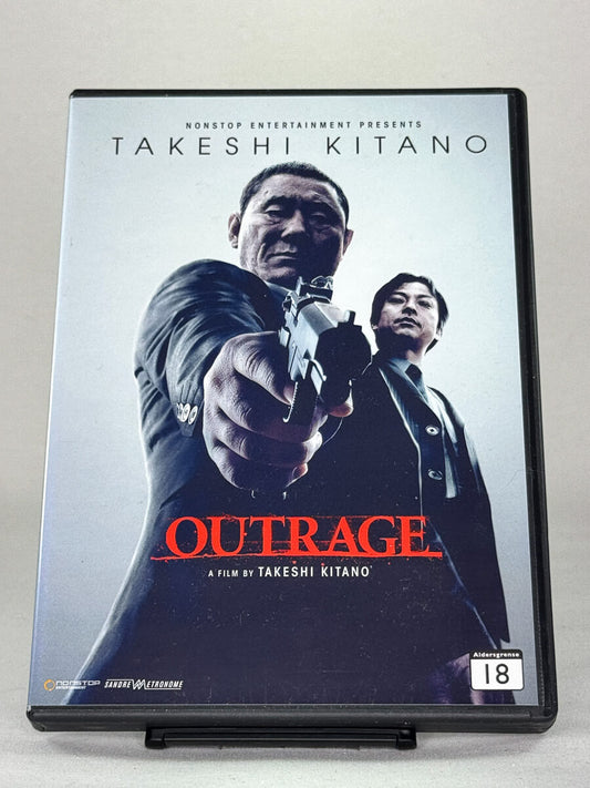 Forside av DVD-cover til Outrage, bruktfilm hos nettbutikken Brukbar Film