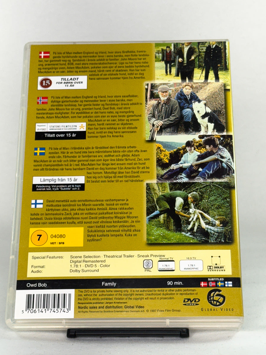 Bakside av DVD-cover til Owd Bob, bruktfilm hos nettbutikken Brukbar Film
