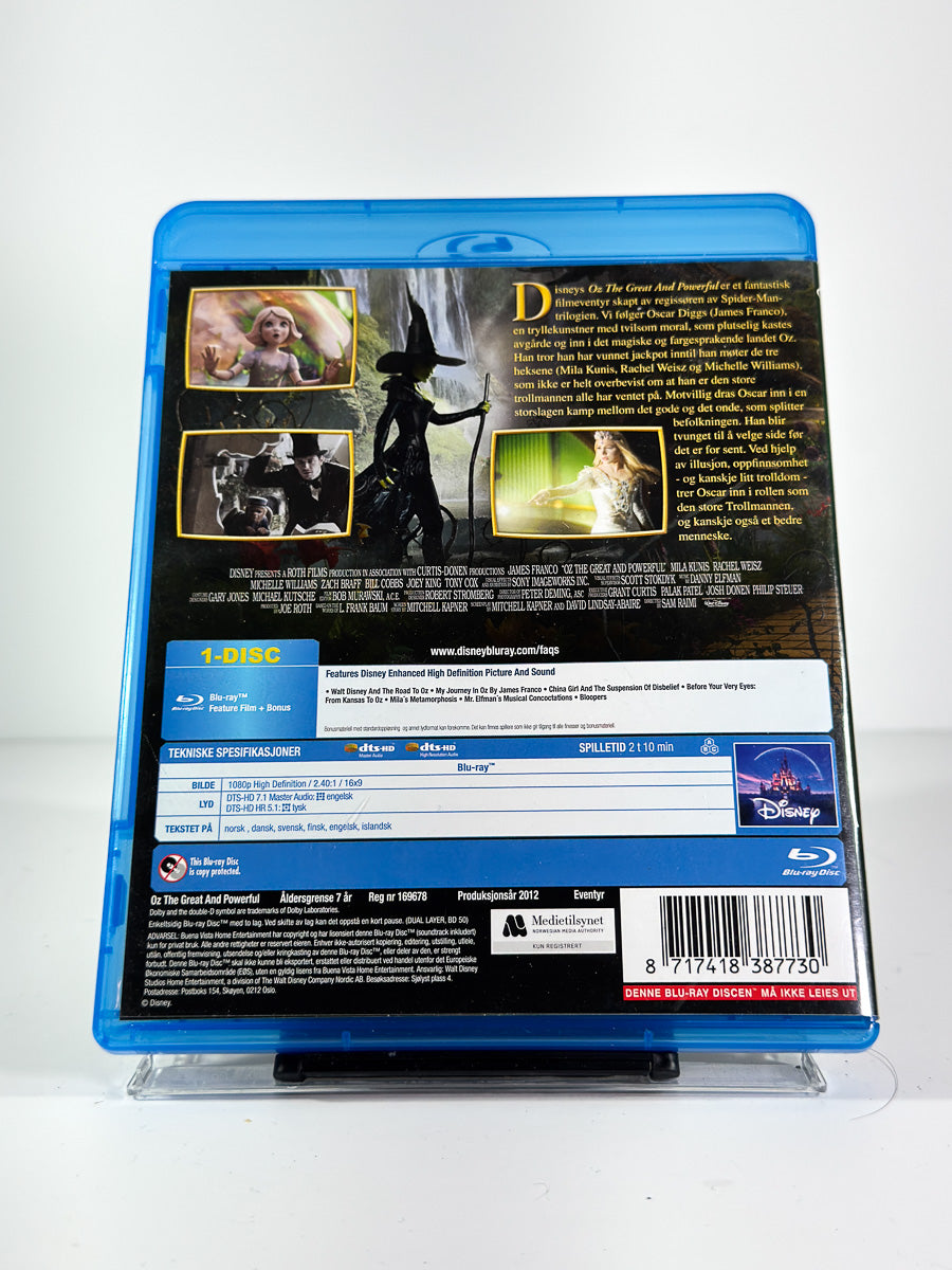 Bakside av cover til Oz the Great and Powerful på Blu-ray