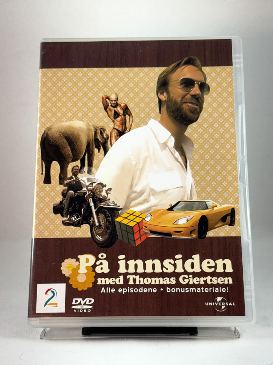 Forside av DVD-cover til På innsiden med Thomas Giertsen, brukt norsk TV-serie-utgivelse – originalt DVD-cover hos Brukbar Film.