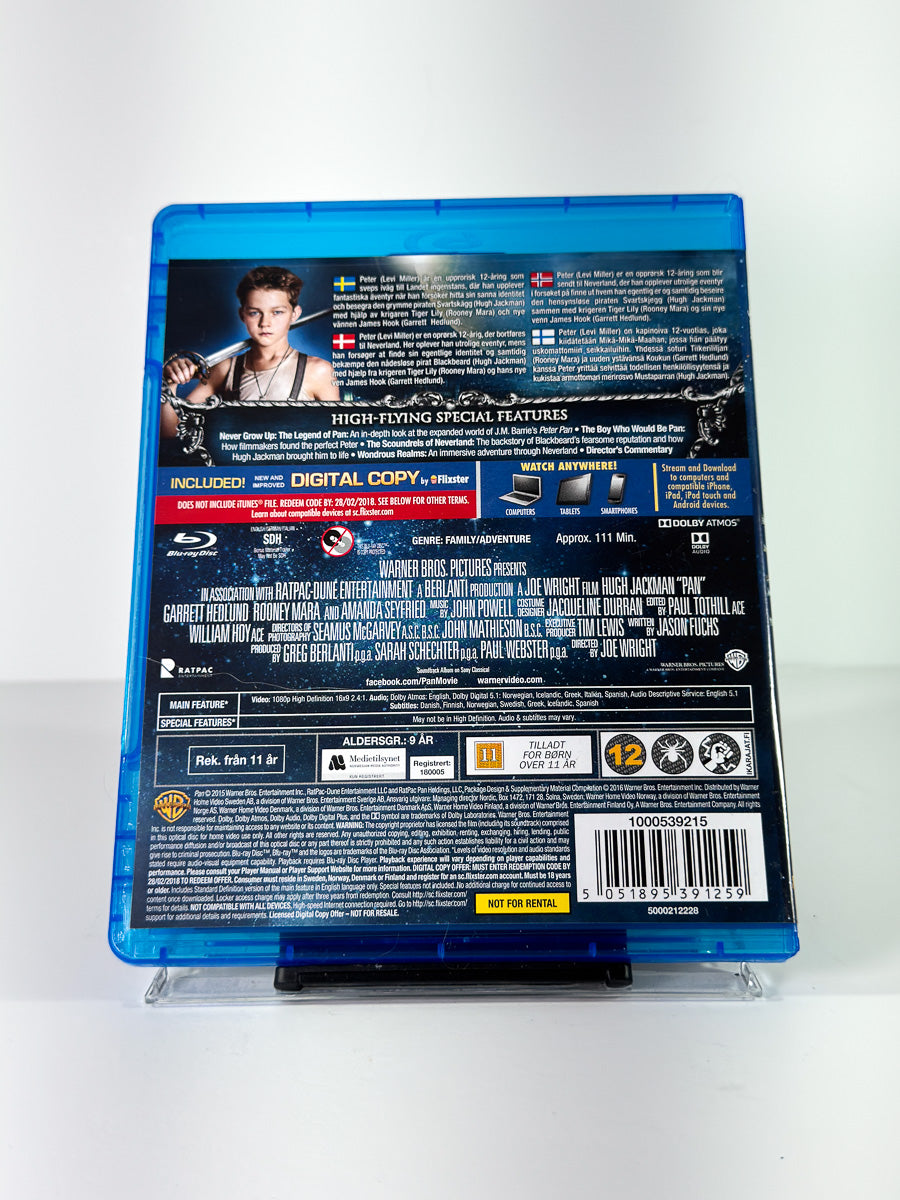 Bakside av cover til Pan på Blu-ray