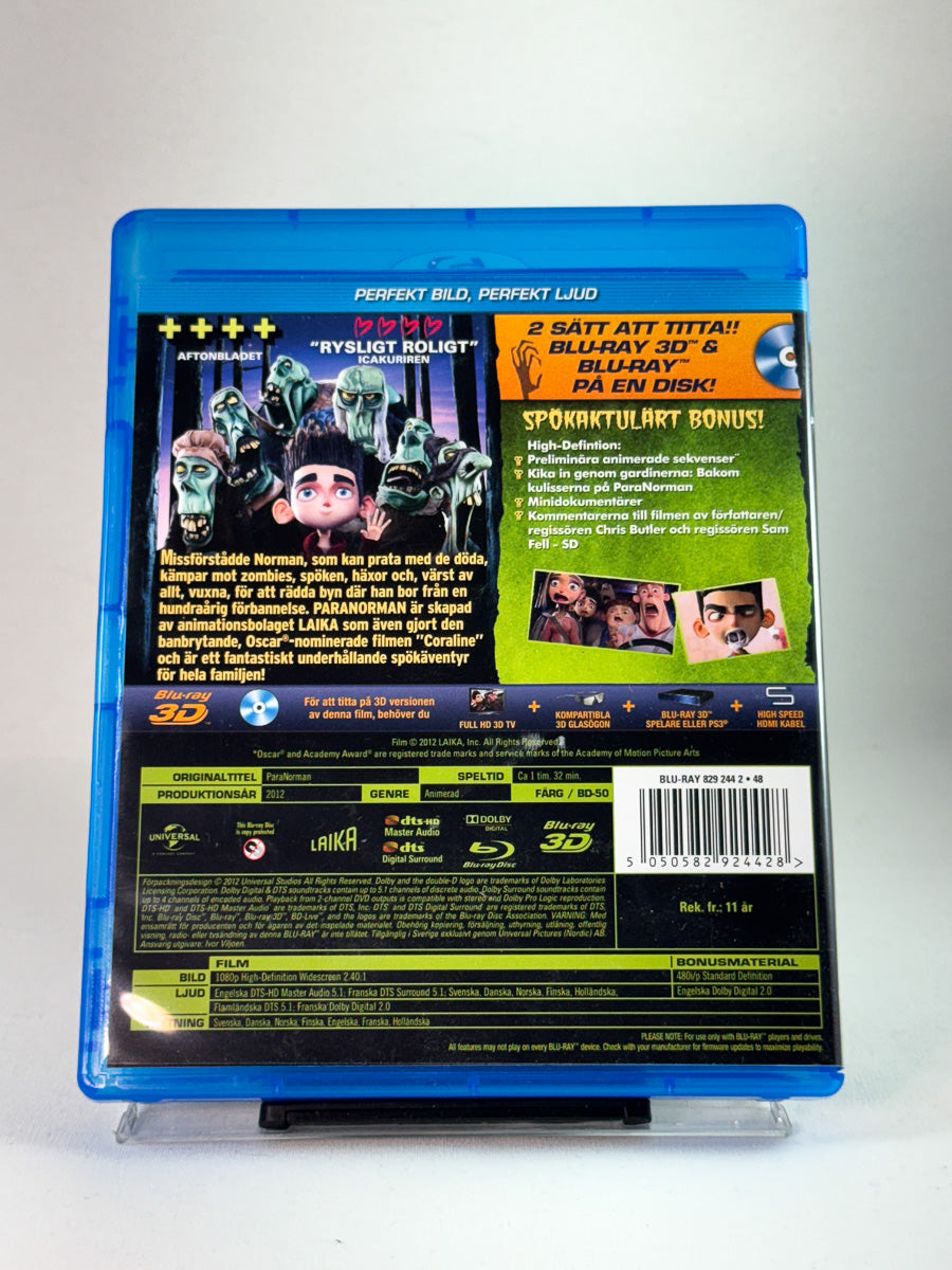 Bakside av DVD-cover til ParaNorman (Blu-ray 3D), bruktfilm hos nettbutikken Brukbar Film