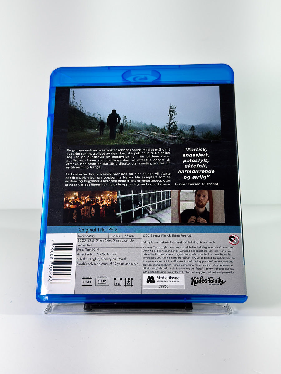 Bakside av cover til Pels – Undercover i pelsindustrien på Blu-ray